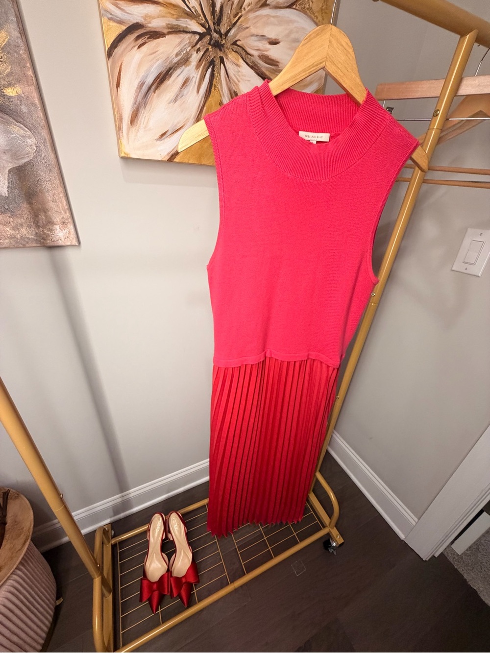 Skies Are Blue Sleeveless Pleated Maxi Dress in Bright Pink